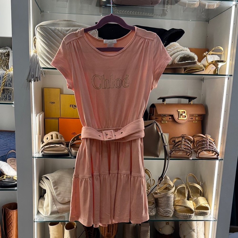 Chloé Peach Colored Belted Dress